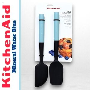 KitchenAid Mineral Water Blue Color 2-Piece Silicone Spatula Set - NWT